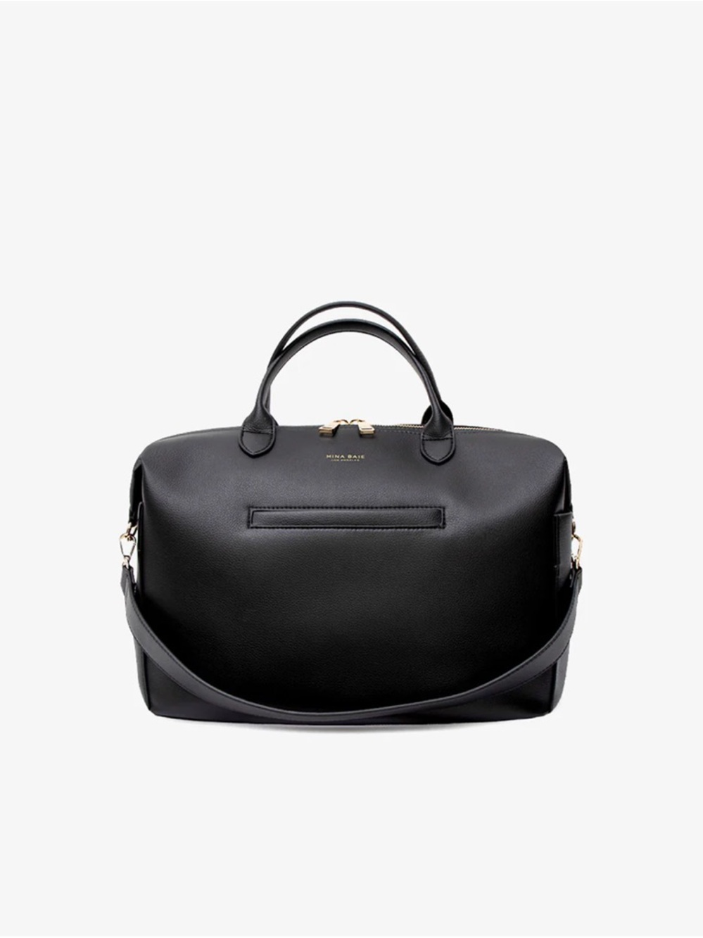 Black/Gold Mina Emmy Vegan Midi Diaper Bag + Matching Stroller Straps